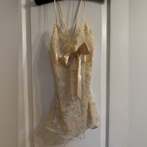 Victoria's Secret Pale Gold Sheer Lace Slip